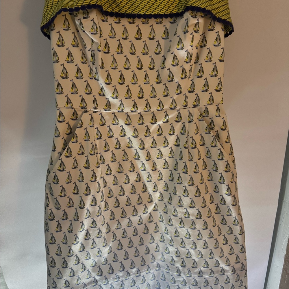 Vineyard Vines Yellow and White Sailboat Mini Dress